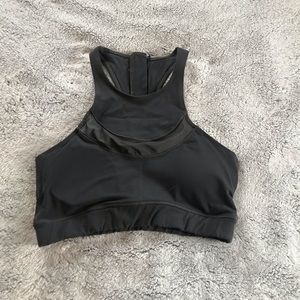 High Neck Sports Bra, Dark Grey